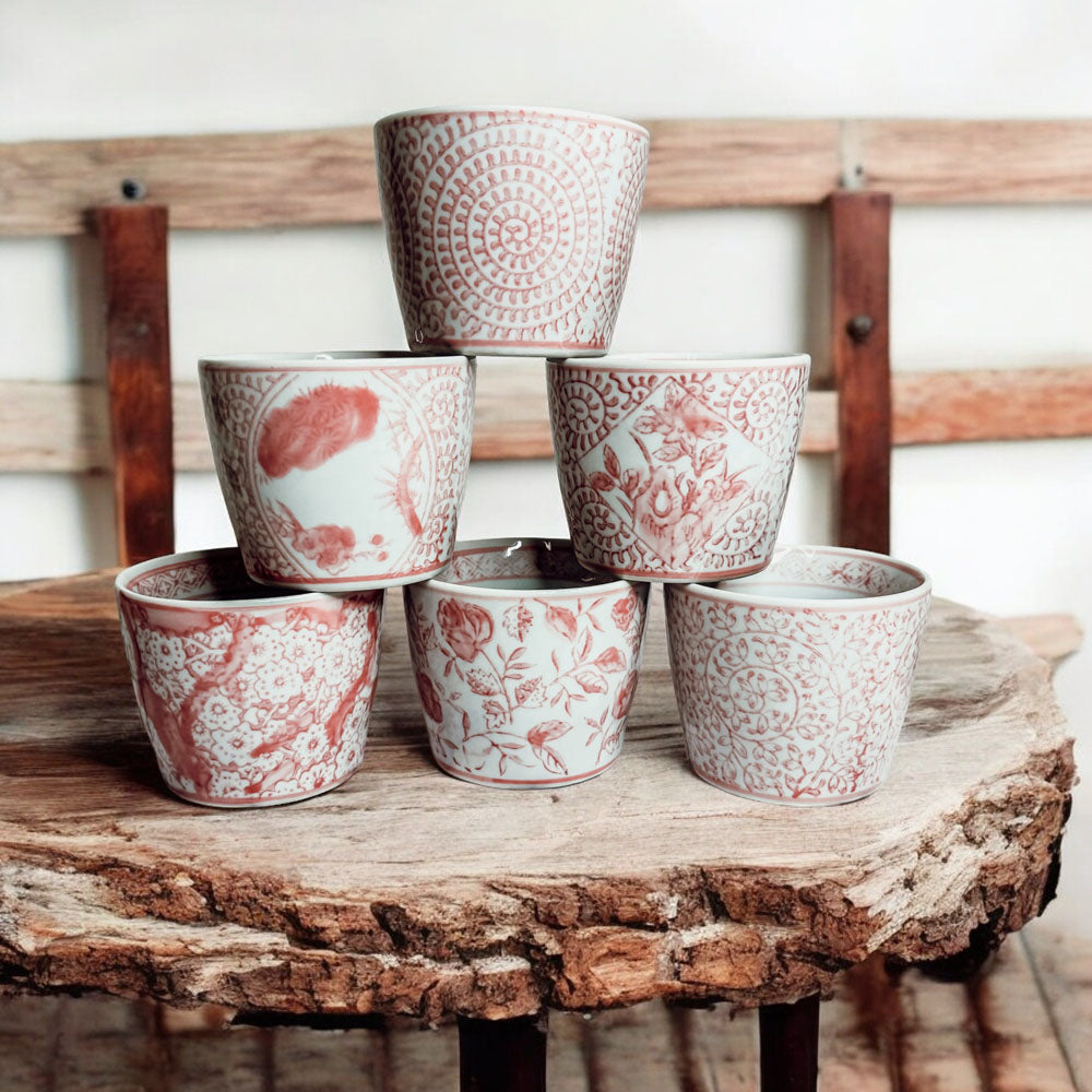 Hand-Painted Porcelain Mini Pink Cachepots— Select Your Design
