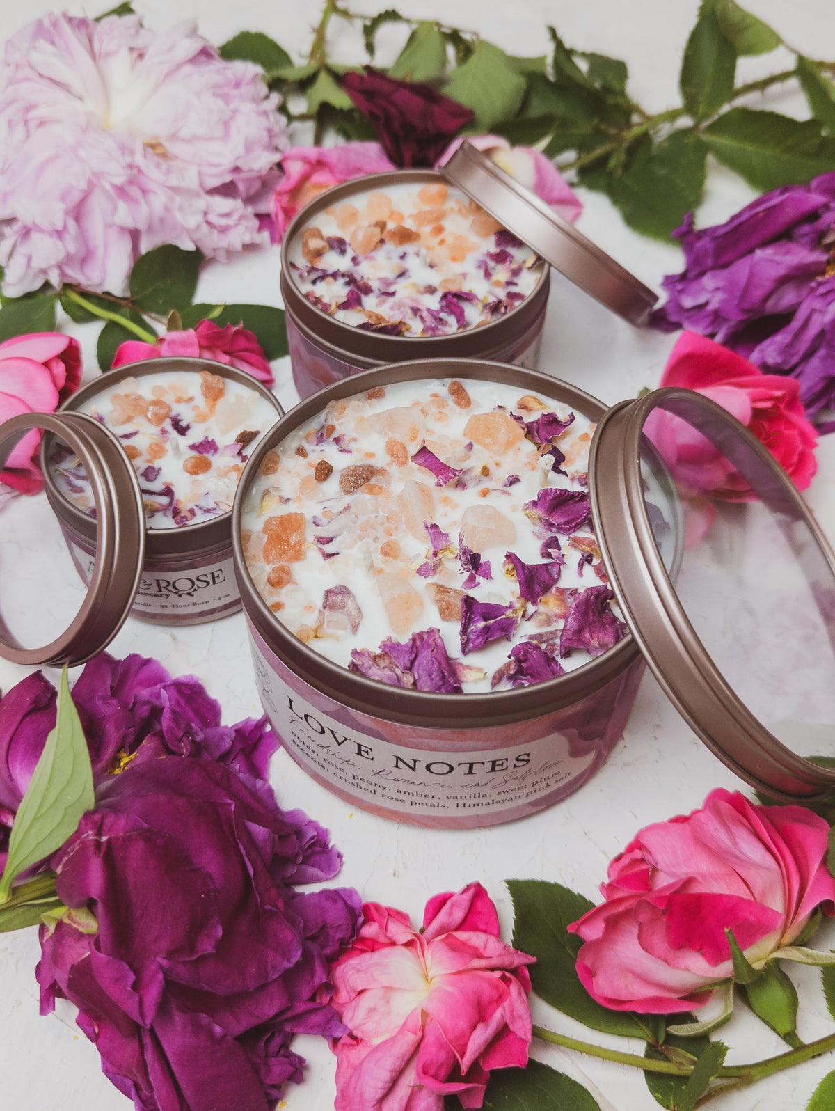 LOVE NOTES Rose + Pink Salt Candle — Select Your Size