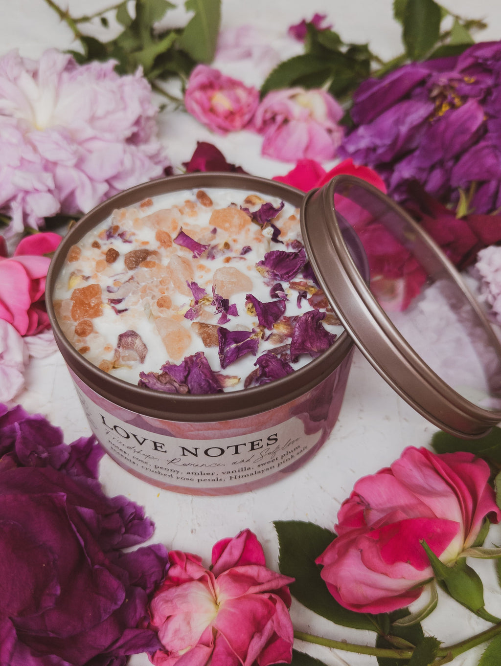 LOVE NOTES Rose + Pink Salt Candle — Select Your Size