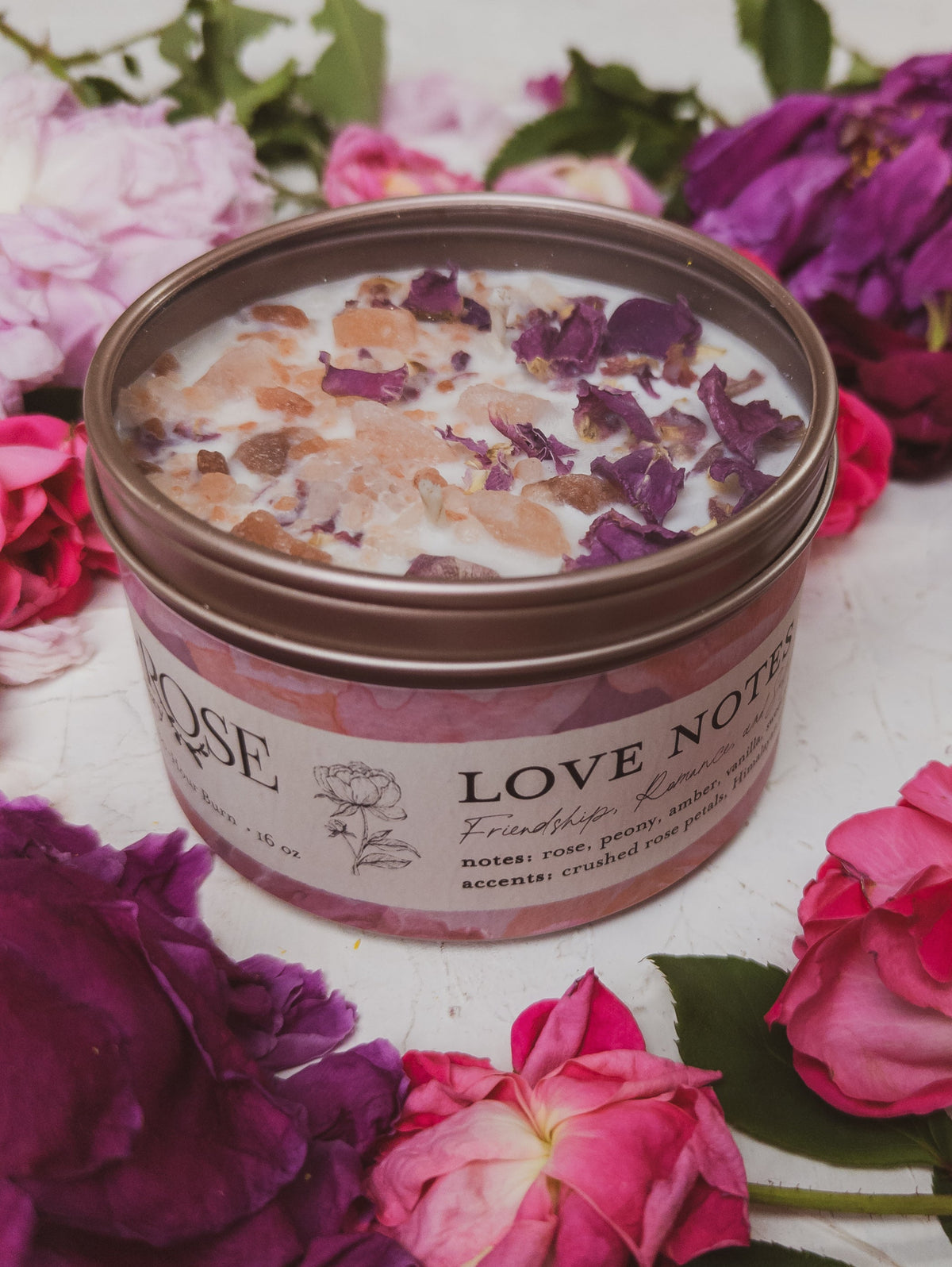 LOVE NOTES Rose + Pink Salt Candle — Select Your Size