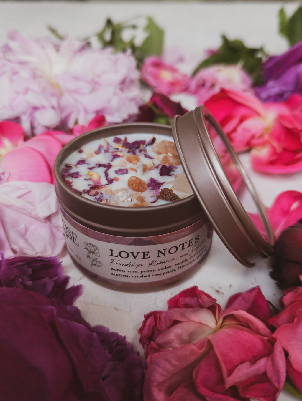 LOVE NOTES Rose + Pink Salt Candle — Select Your Size