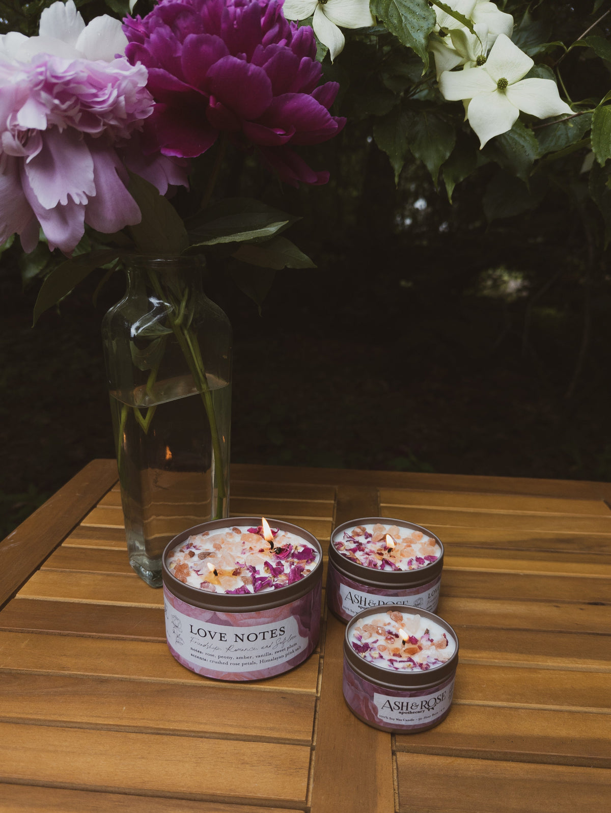 LOVE NOTES Rose + Pink Salt Candle — Select Your Size