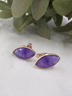 Mila Leaf Earrings - Rose Gold — Select Your Gemstone