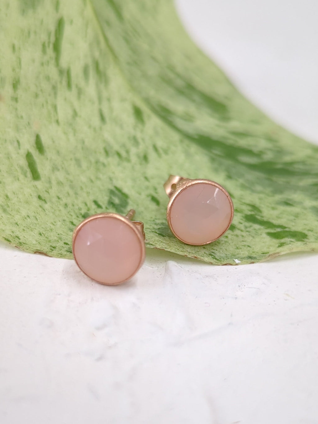 Pebble Stud Earrings - Rose Gold — Select Your Gemstone