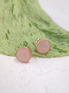 Pebble Stud Earrings - Rose Gold — Select Your Gemstone