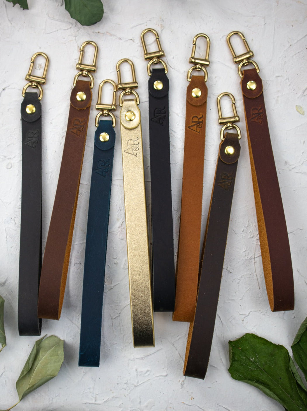 Leather Wristlet Strap with Pure Brass Hardware — Select Your Color