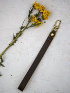 Leather Wristlet Strap with Pure Brass Hardware — Select Your Color