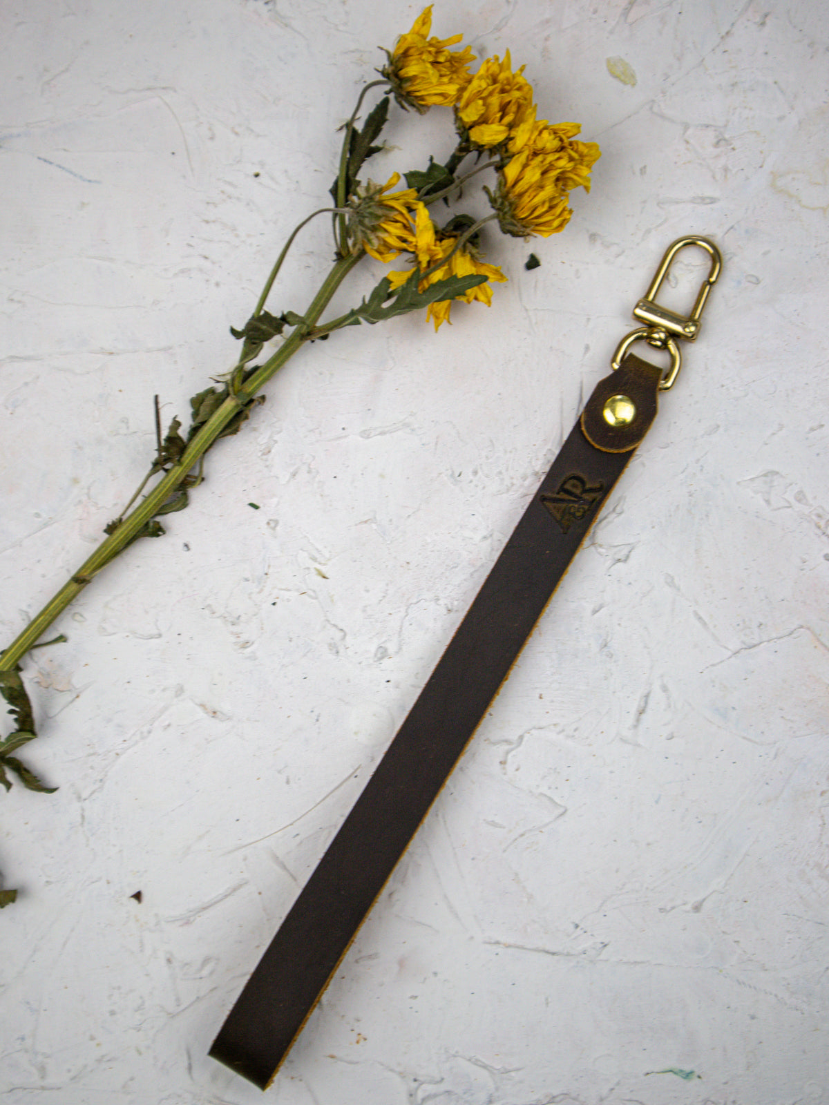 Leather Wristlet Strap with Pure Brass Hardware — Select Your Color