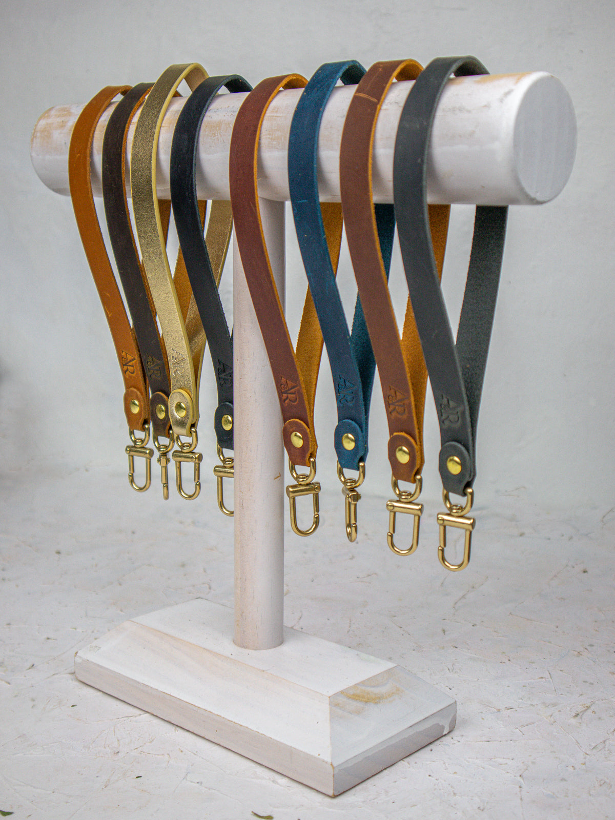 Leather Wristlet Strap with Pure Brass Hardware — Select Your Color
