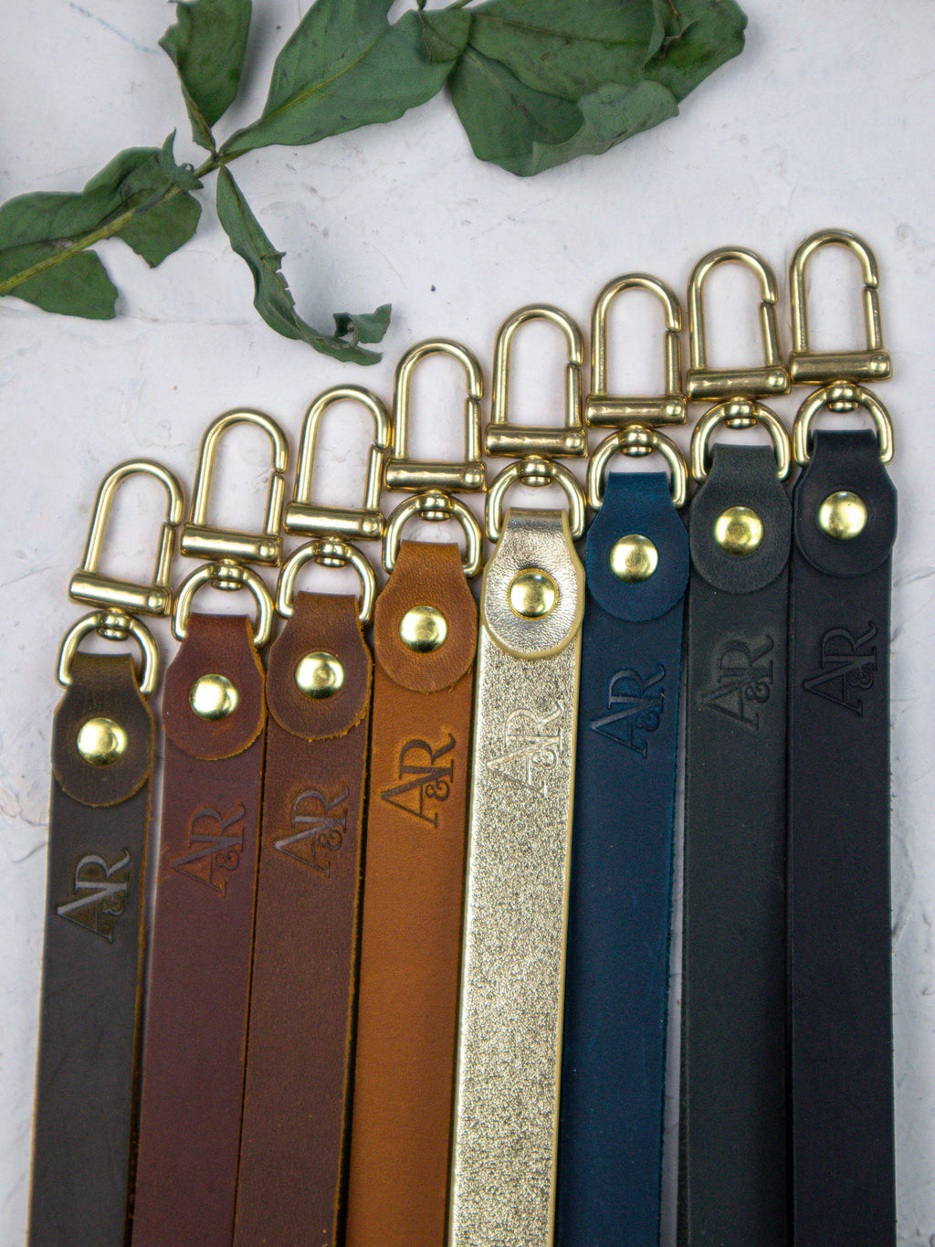 Leather Wristlet Strap with Pure Brass Hardware — Select Your Color