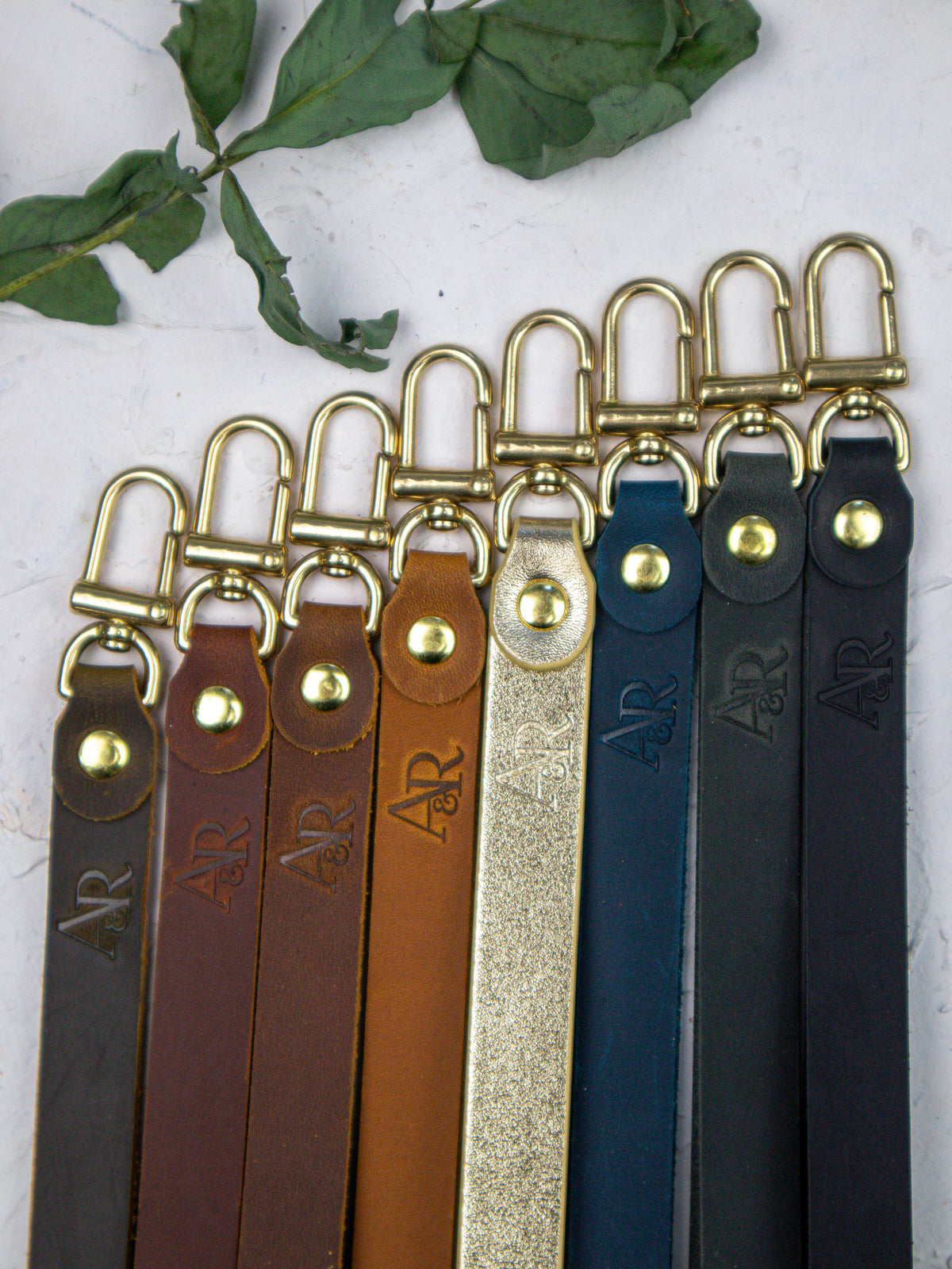 Leather Wristlet Strap with Pure Brass Hardware — Select Your Color