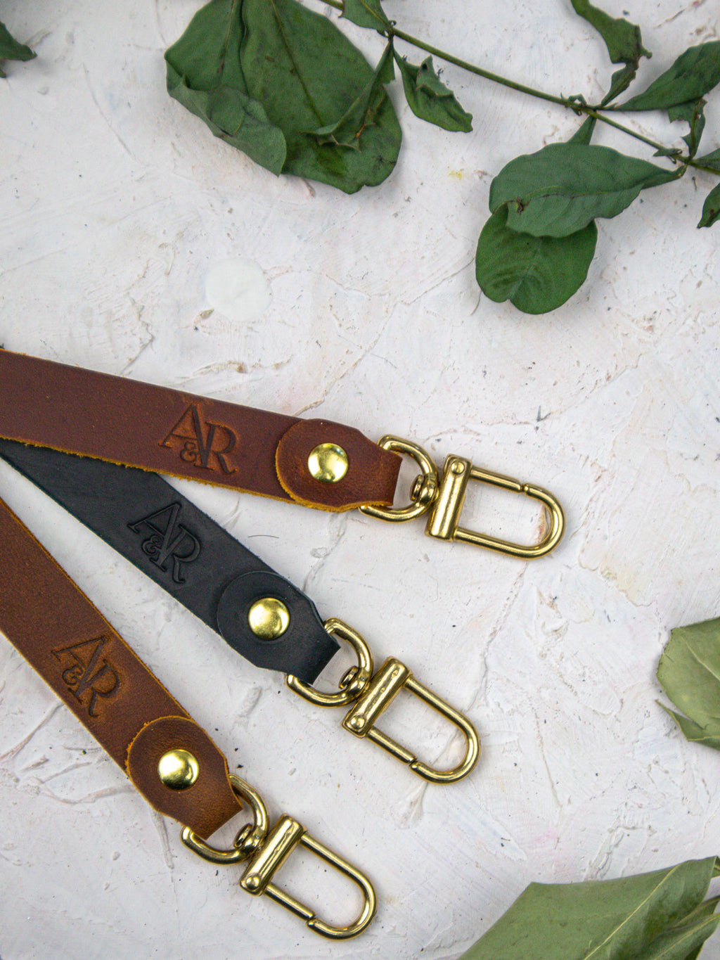 Leather Wristlet Strap with Pure Brass Hardware — Select Your Color