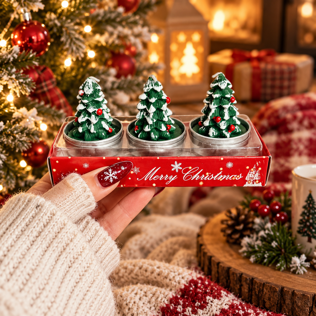 Mini Tree Shaped Unscented Candles - 3 pack