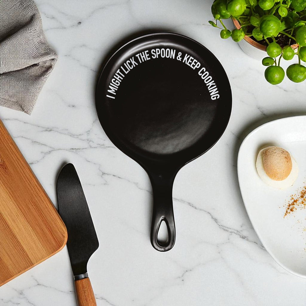 " I Might Lick the Spoon & Keep Cooking" Spoon Rest & Wooden Spoon — Select Your Color & Spoon