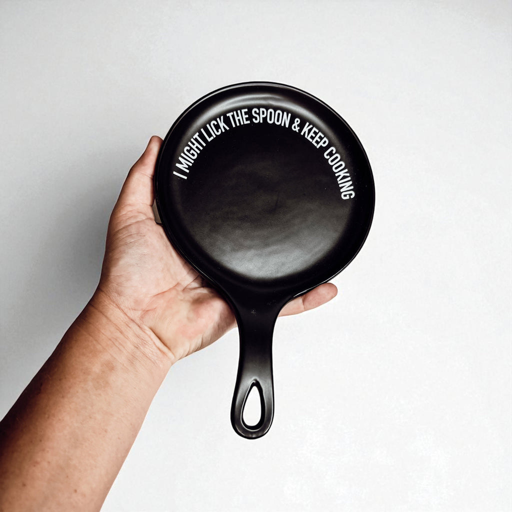 " I Might Lick the Spoon & Keep Cooking" Spoon Rest & Wooden Spoon — Select Your Color & Spoon