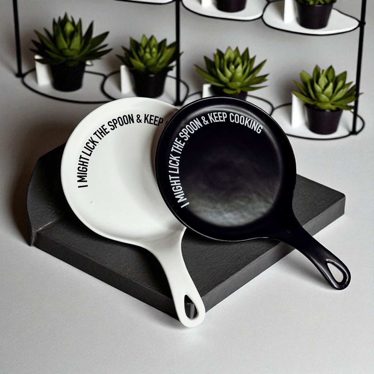 " I Might Lick the Spoon & Keep Cooking" Spoon Rest & Wooden Spoon — Select Your Color & Spoon