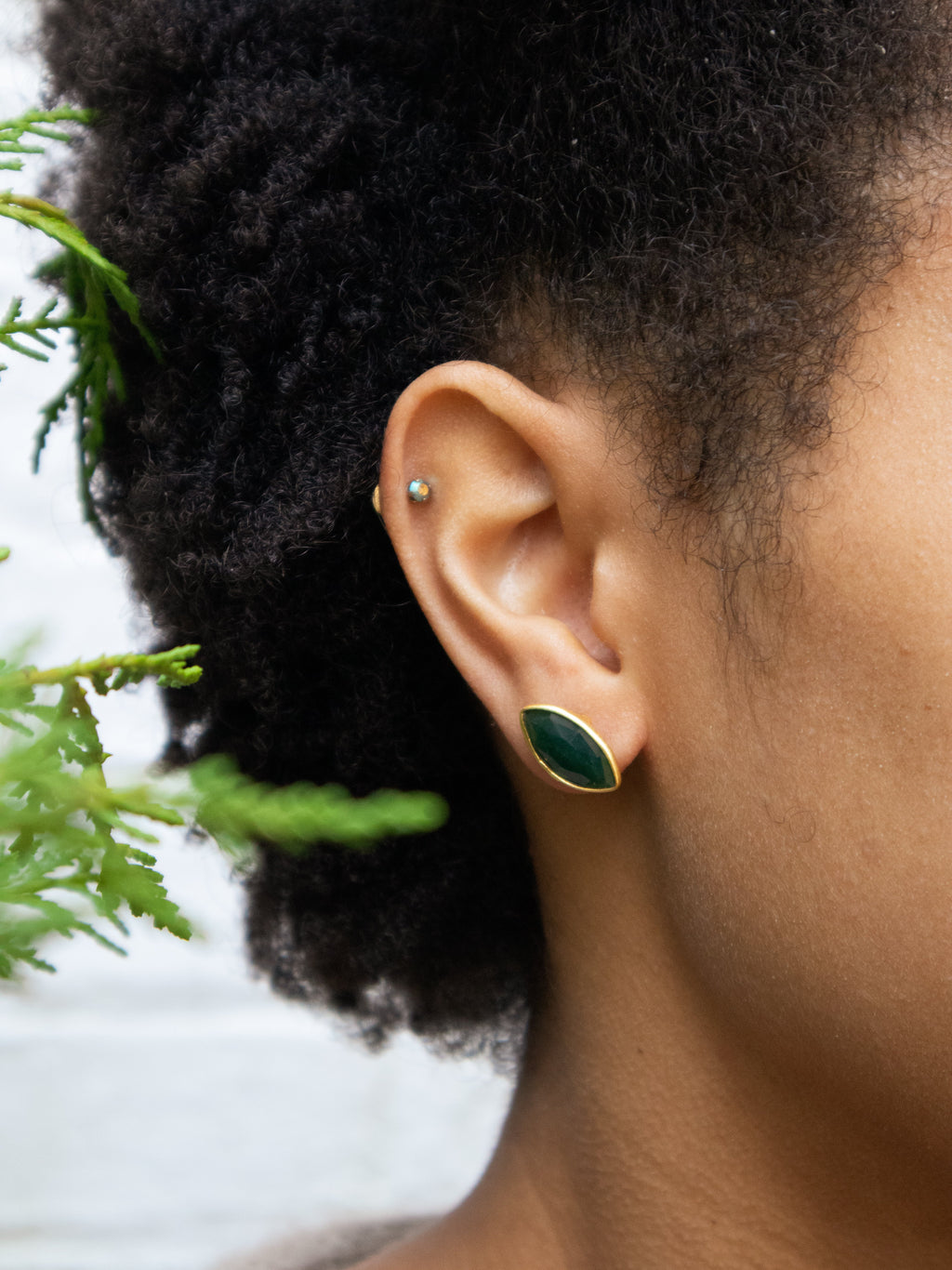 Mila Leaf Earrings - Gold — Select Your Gemstone