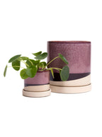 Burgundy Ceramic Plant Pot and Saucer — Select Your Size