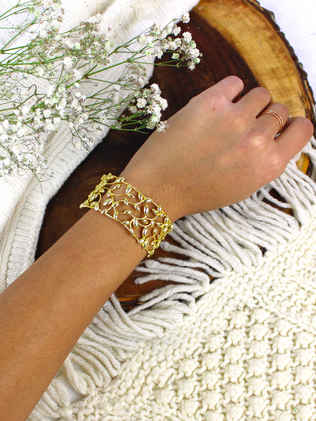 Olive Leaf Cuff Bracelet — Select Your Color