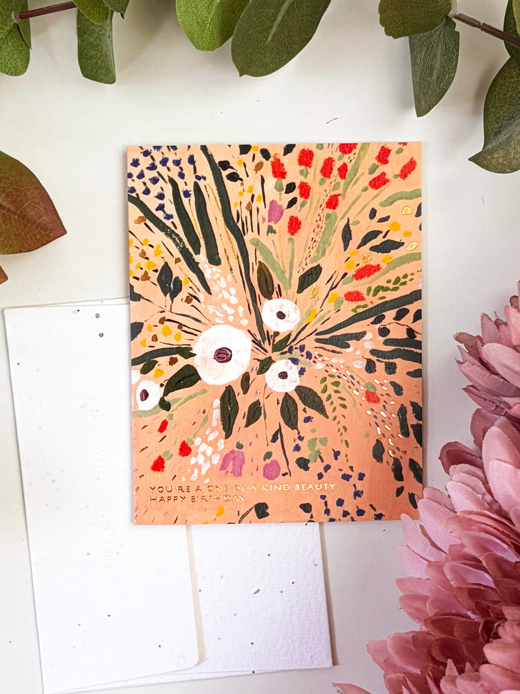 One of a Kind Beauty - Seeded Birthday Card with PLANTABLE seed paper envelope