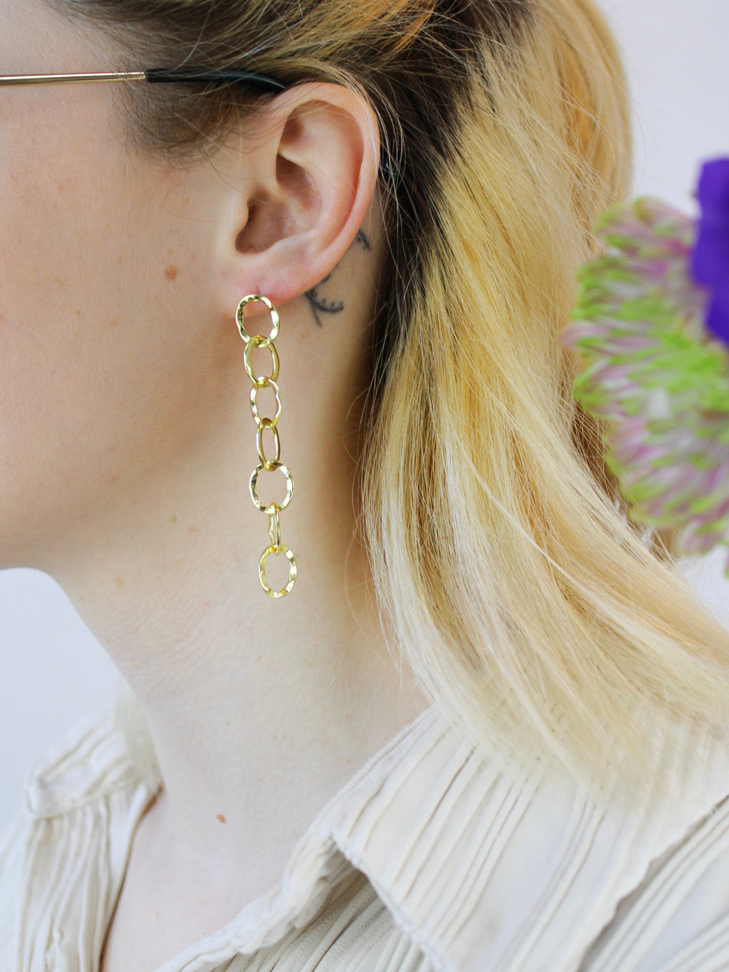 Organic Chain Link Earrings — Select Your Color