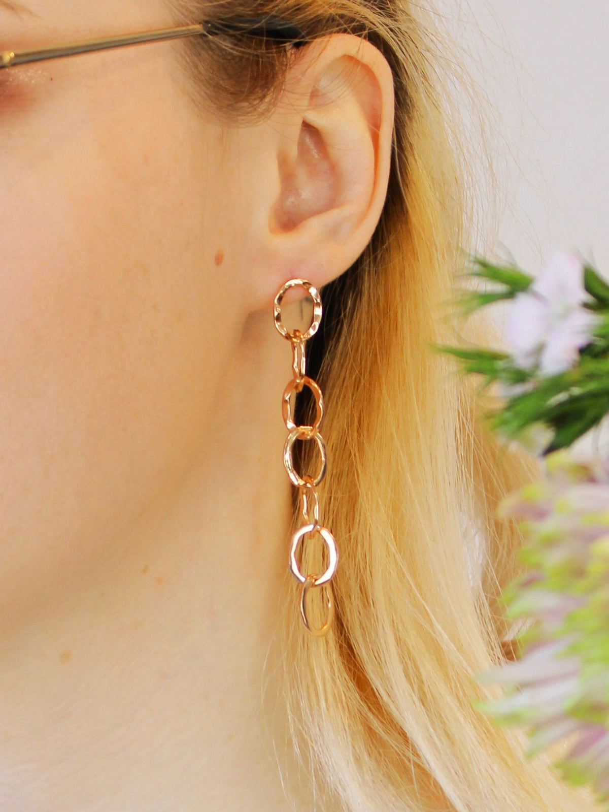 Organic Chain Link Earrings — Select Your Color
