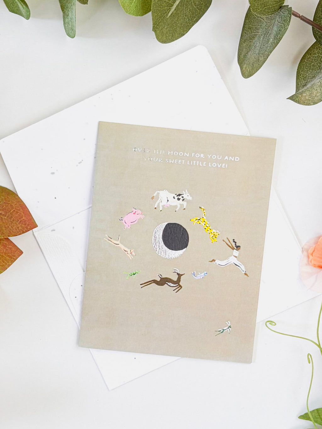 Over the Moon - Seeded Baby Congratulations Card with PLANTABLE seed paper envelope