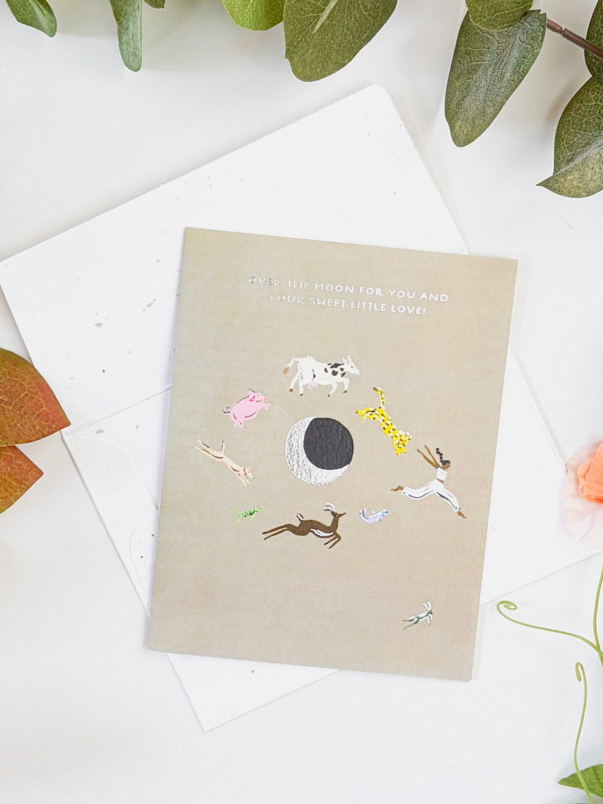 Over the Moon - Seeded Baby Congratulations Card with PLANTABLE seed paper envelope