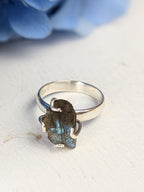 Raw Labradorite Prong Ring — Select Your Size