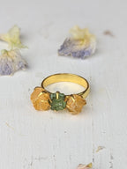 Citrine and Peridot Cluster Ring - Gold — Select Your Size