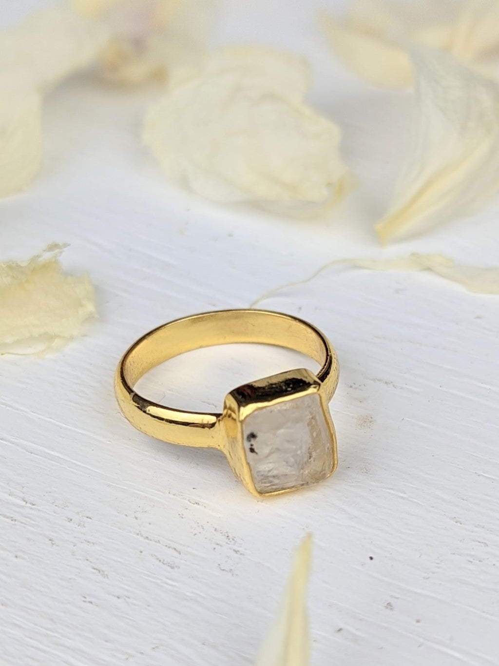 Raw Moonstone Bezel Ring — Select Your Size