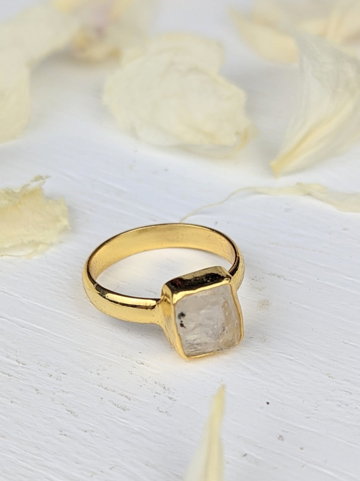 Raw Moonstone Bezel Ring — Select Your Size