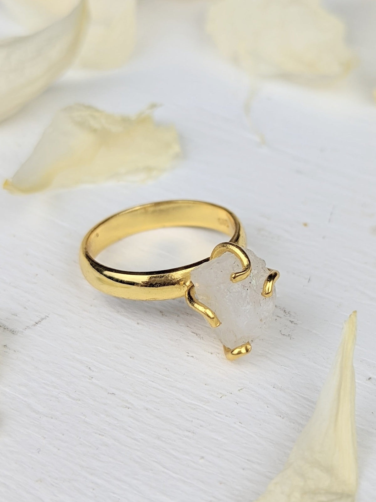 Raw Moonstone Prong Ring — Select Your Gemstone & Size