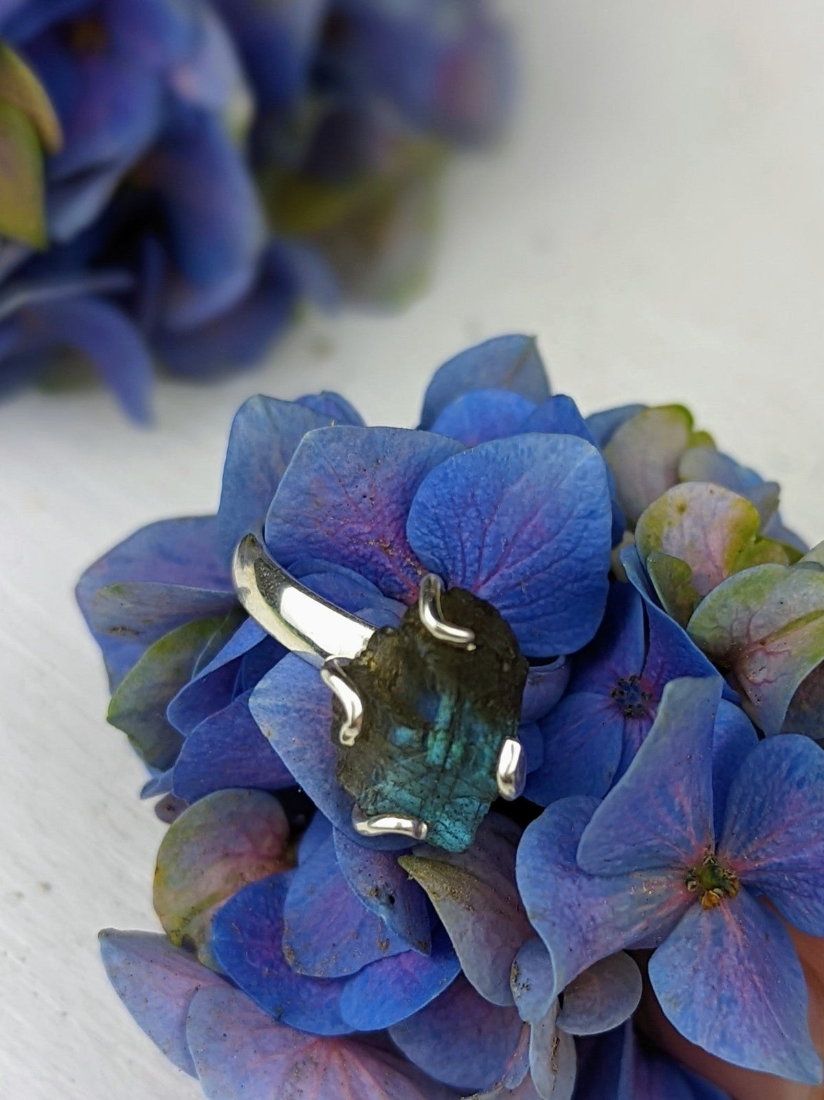 Raw Labradorite Prong Ring — Select Your Size