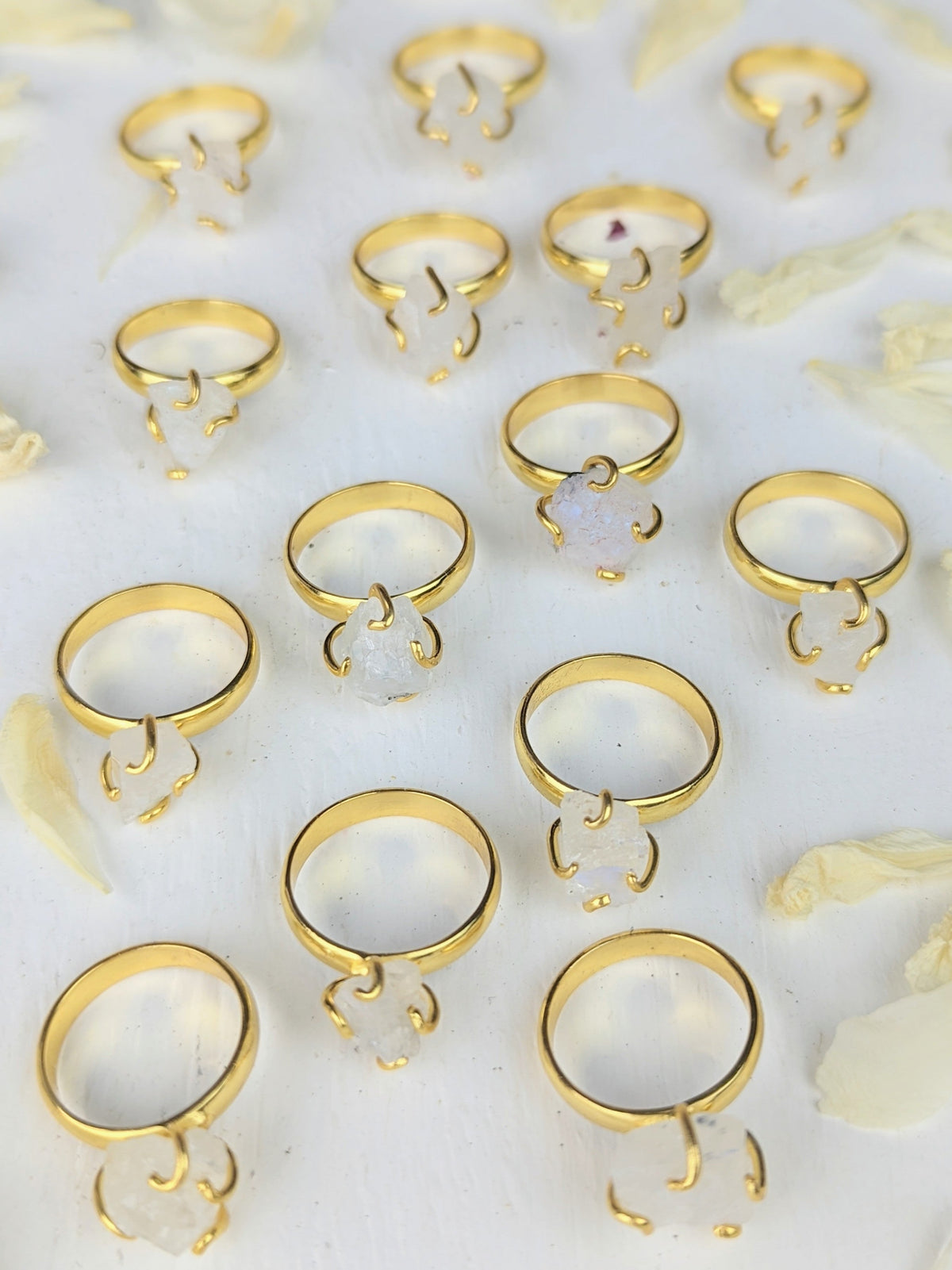 Raw Moonstone Prong Ring — Select Your Gemstone & Size