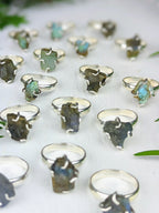 Raw Labradorite Prong Ring — Select Your Size