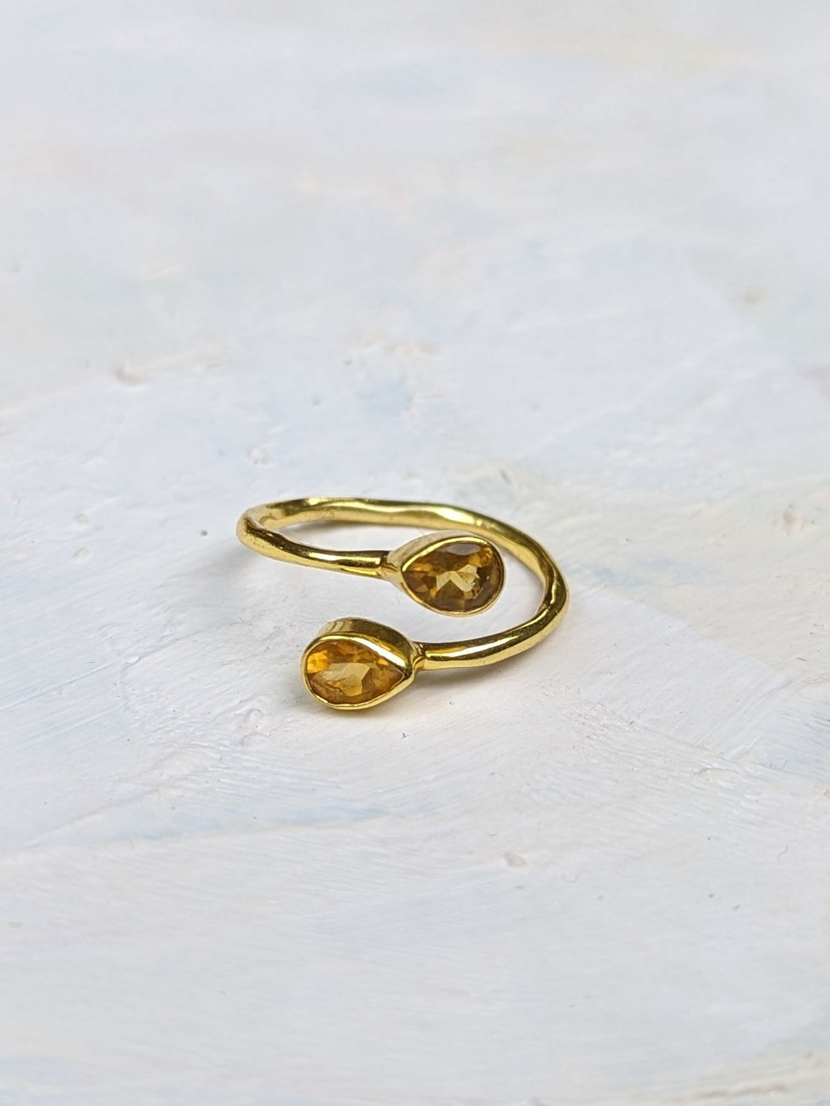 Citrine Teardrop Wrap Ring — Select Your Size