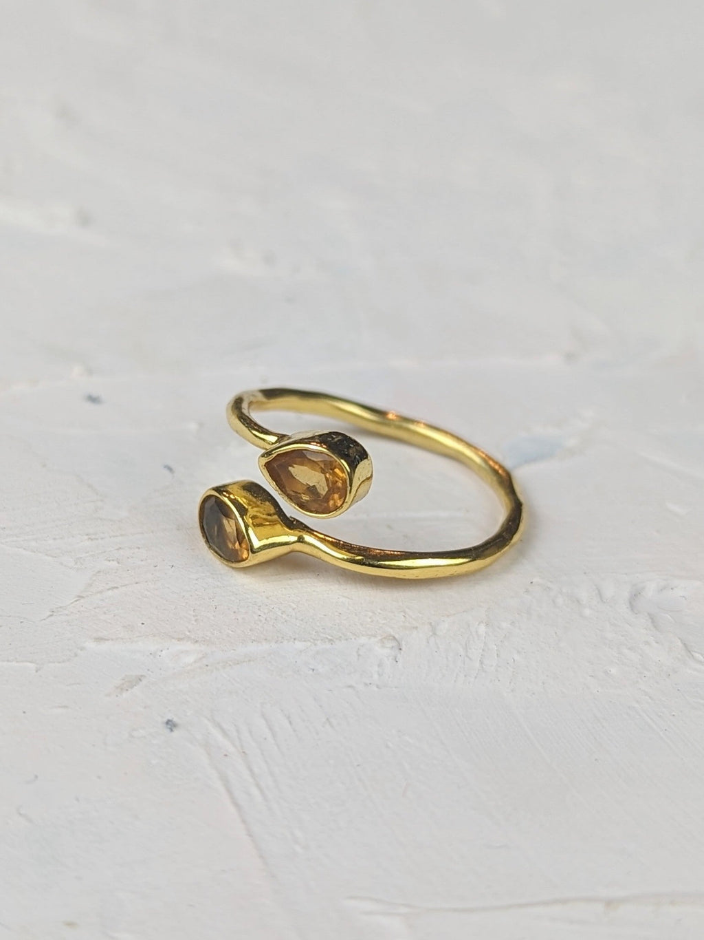 Citrine Teardrop Wrap Ring — Select Your Size