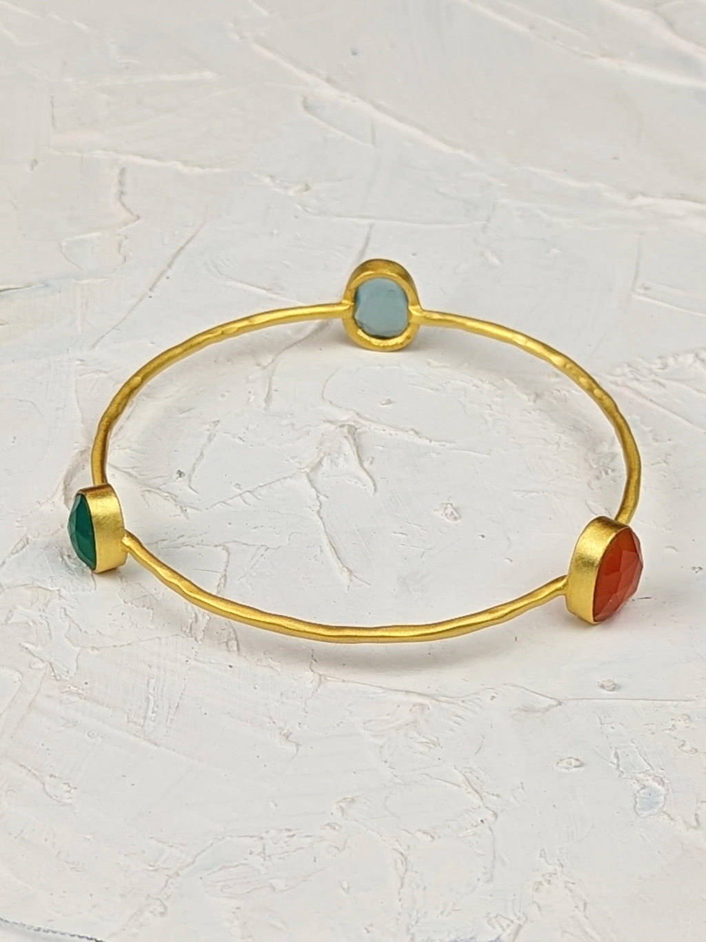 Three Gems Gold Bangle — Select Your Gemstone