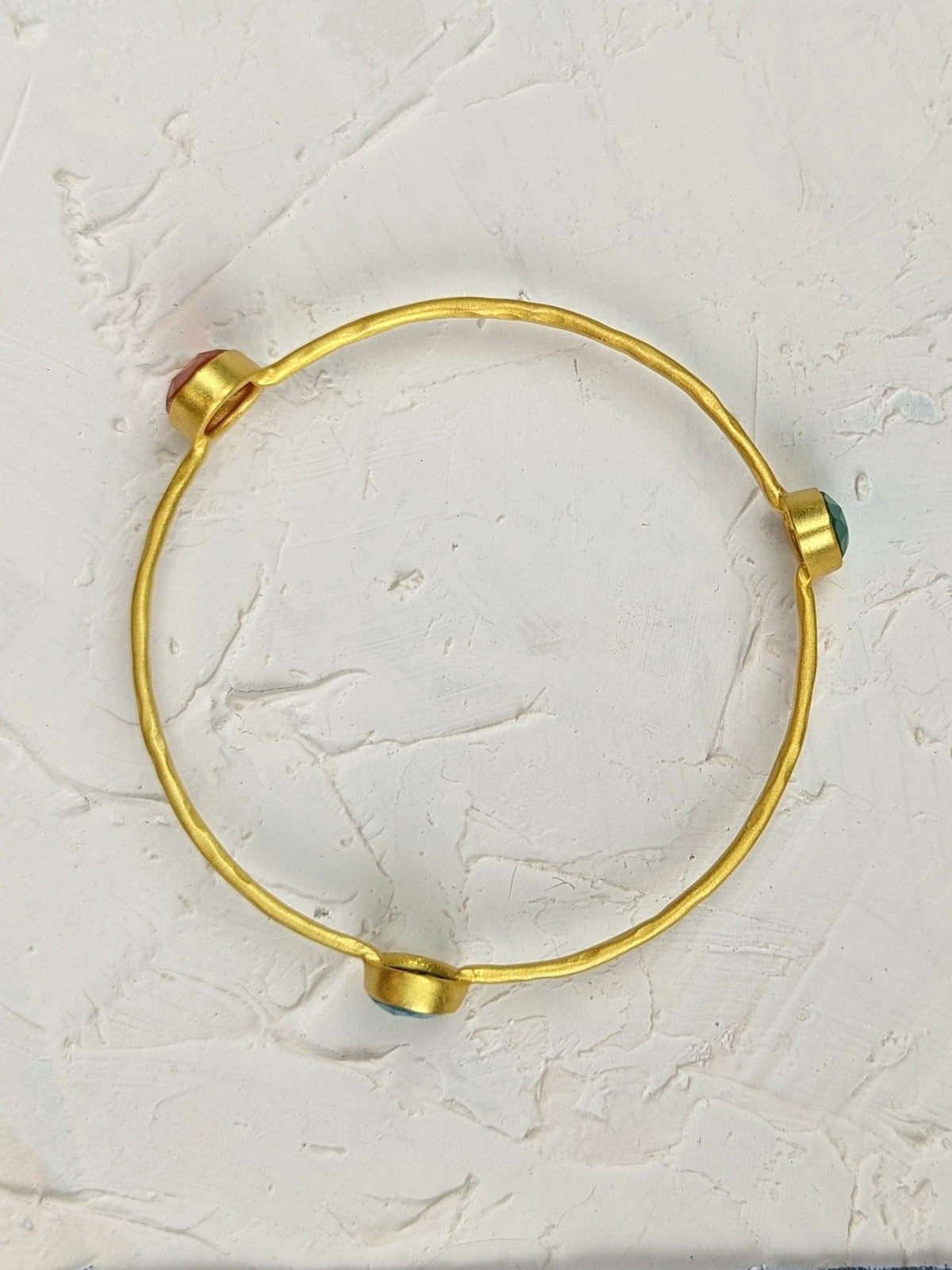 Three Gems Gold Bangle — Select Your Gemstone