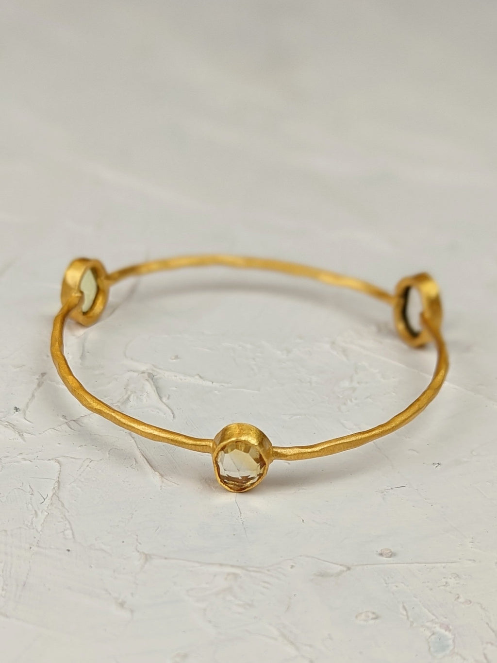 Three Gems Gold Bangle — Select Your Gemstone