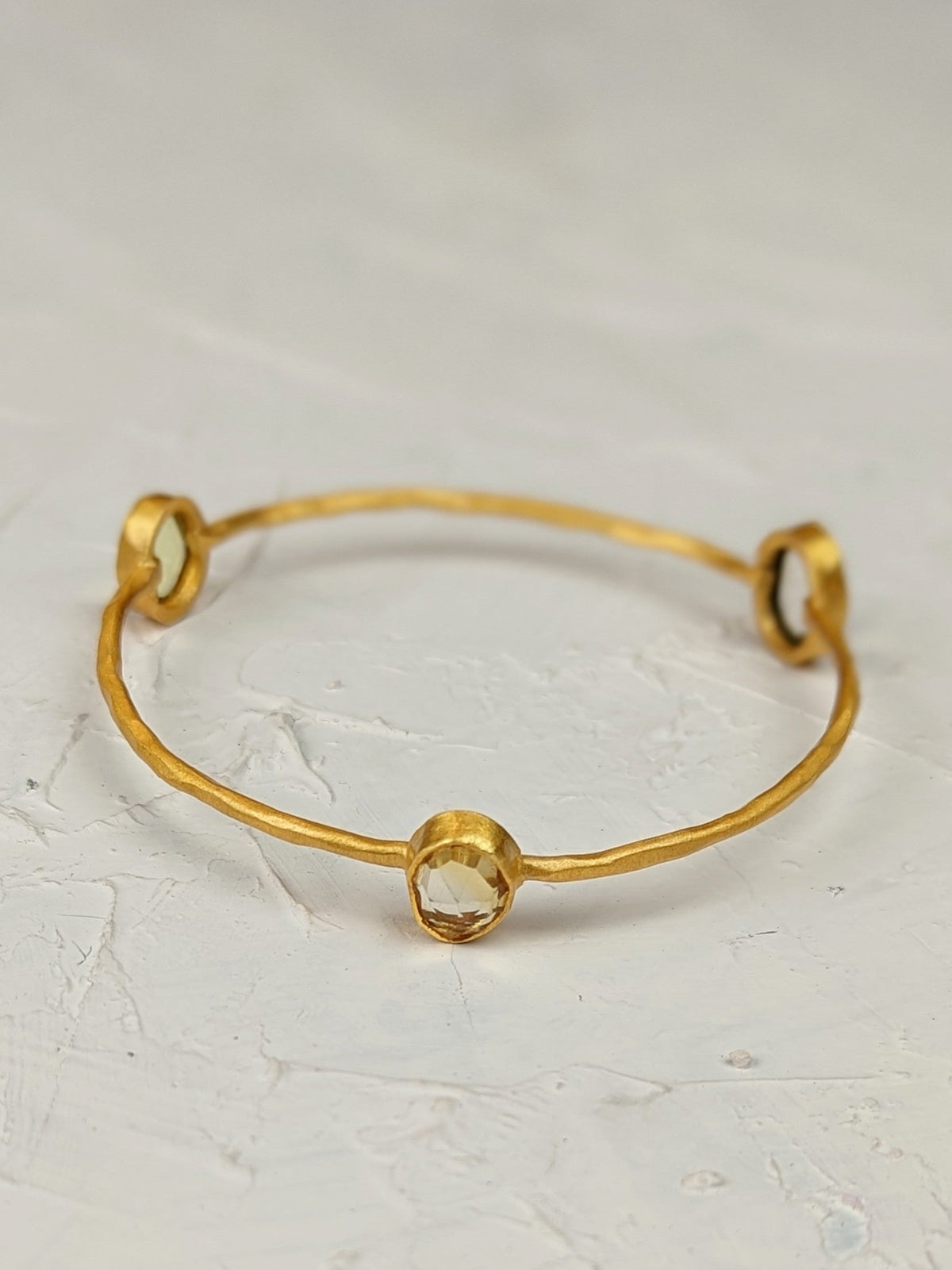 Three Gems Gold Bangle — Select Your Gemstone