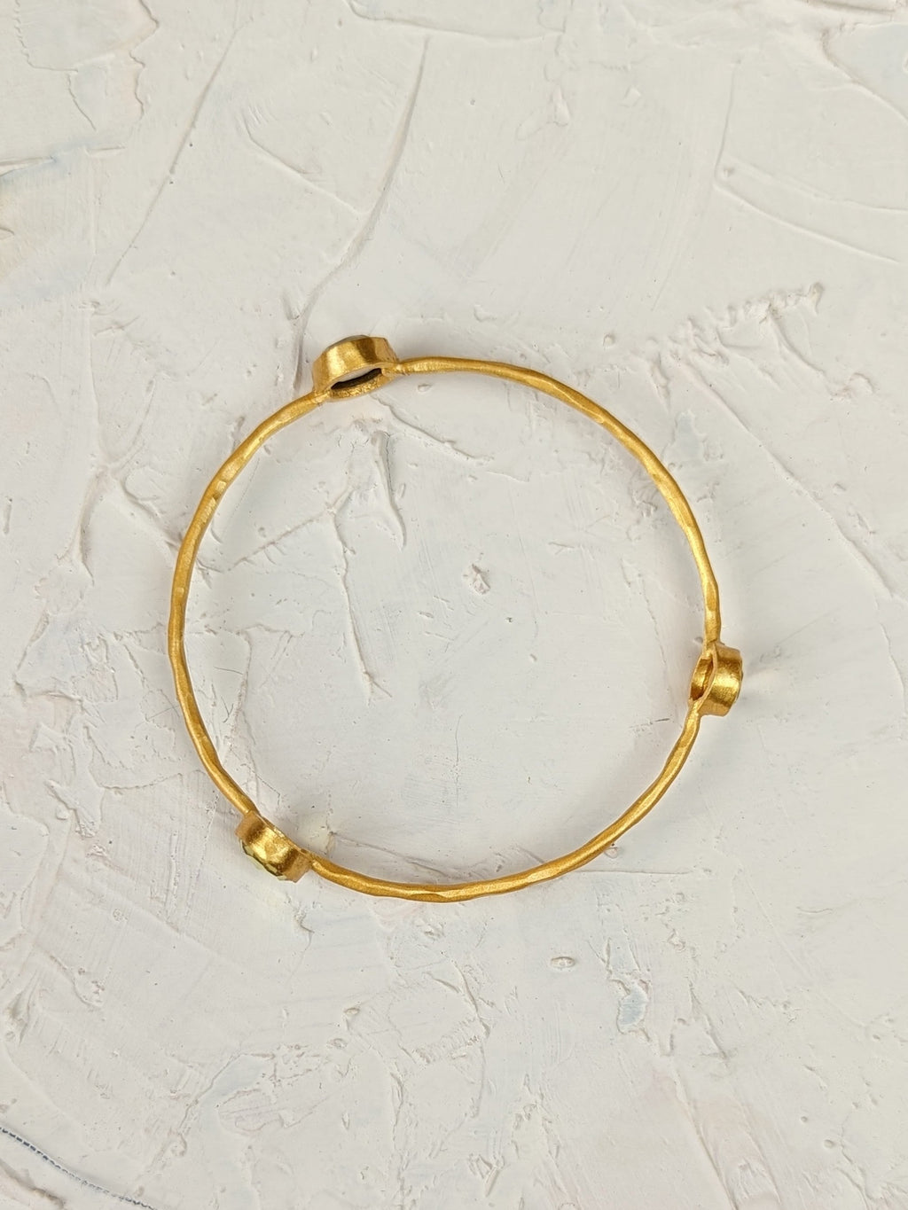 Three Gems Gold Bangle — Select Your Gemstone