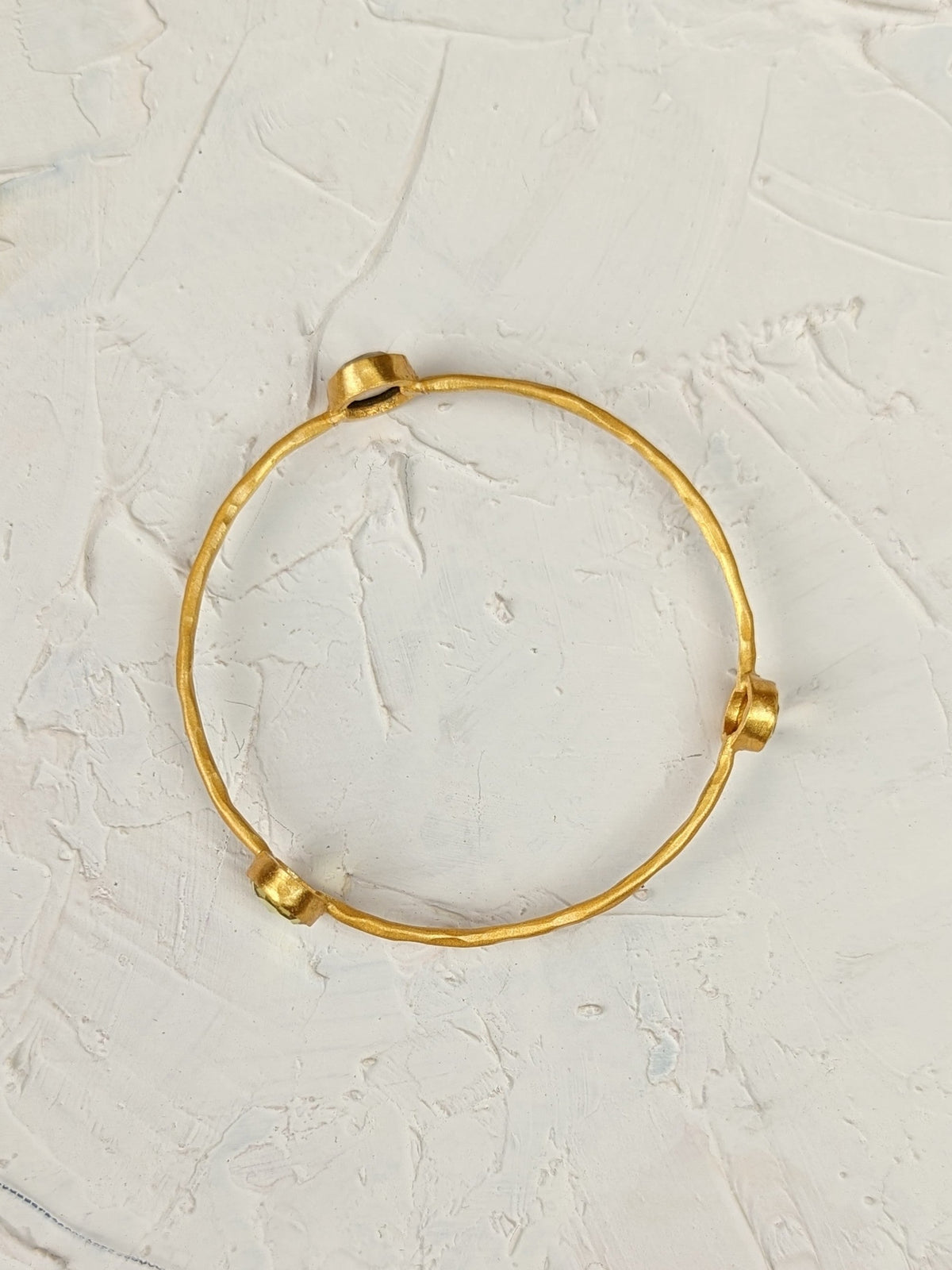 Three Gems Gold Bangle — Select Your Gemstone