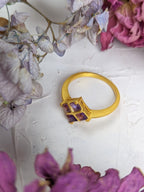 Faceted Amethyst Square Ring — Select Your Size