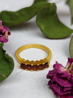 Garnet Squares Gemstone Ring — Select Your Size