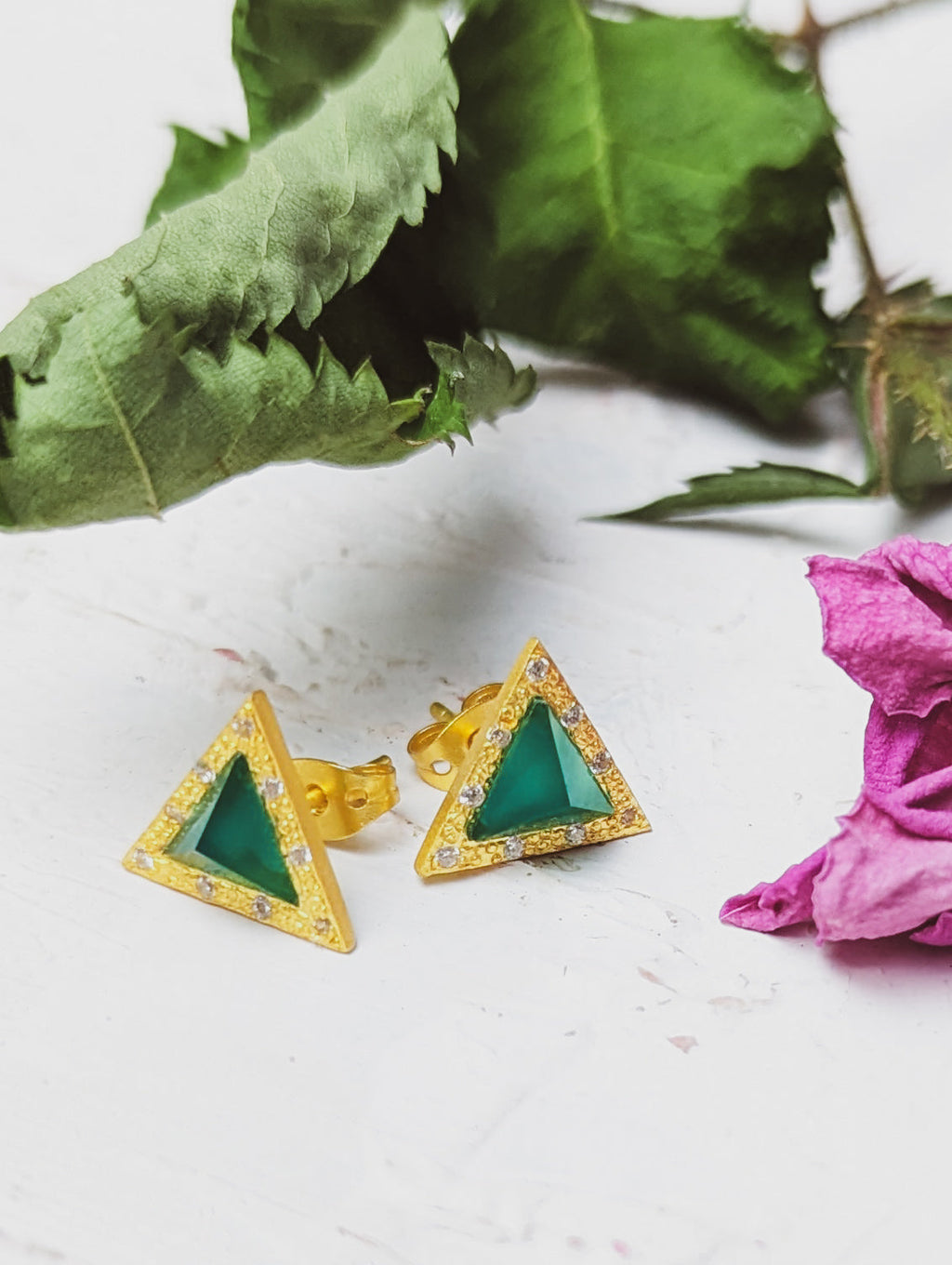 Pyramid Gem Stud Earrings — Select Your Gemstone