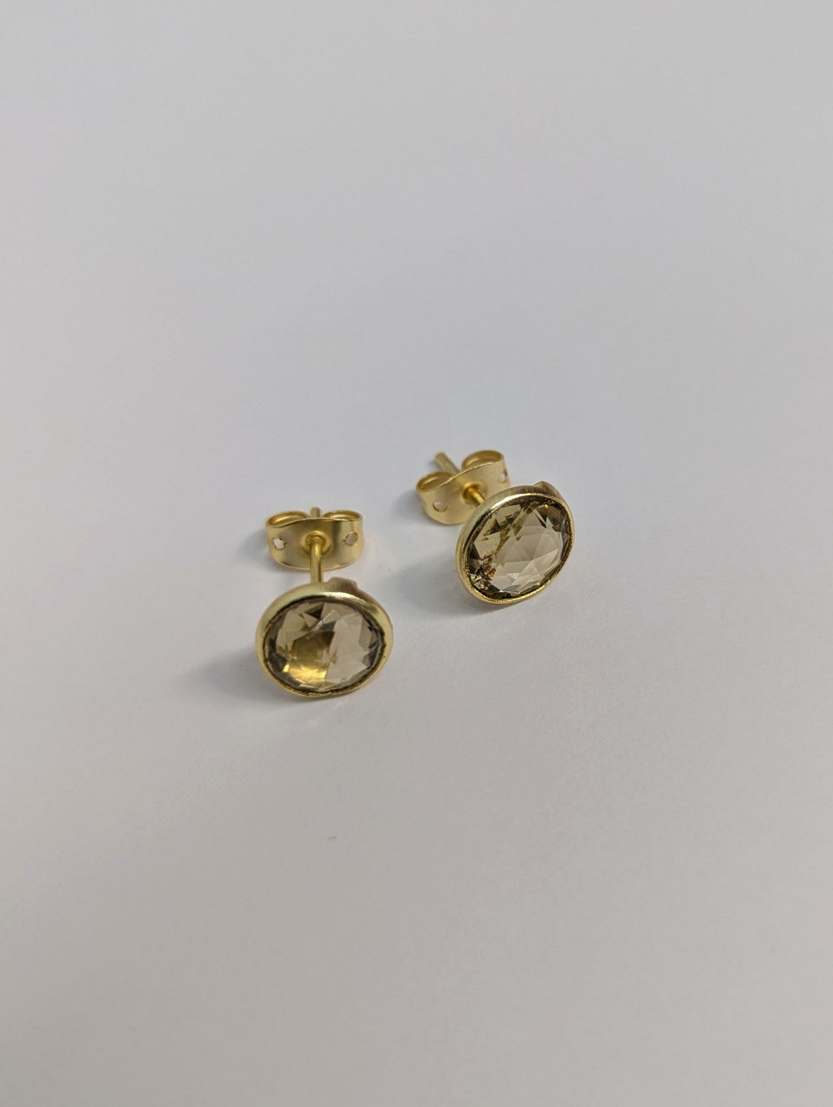 Pebble Stud Earrings - Gold — Select Your Gemstone