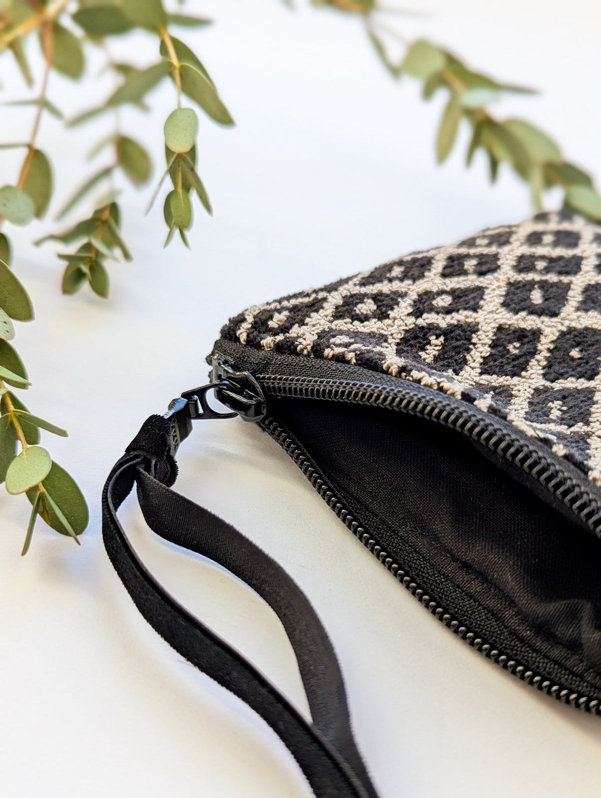 Black Diamond Needlepoint Square Pouch — Select Your Color