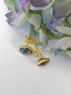 Pebble Stud Earrings - Gold — Select Your Gemstone